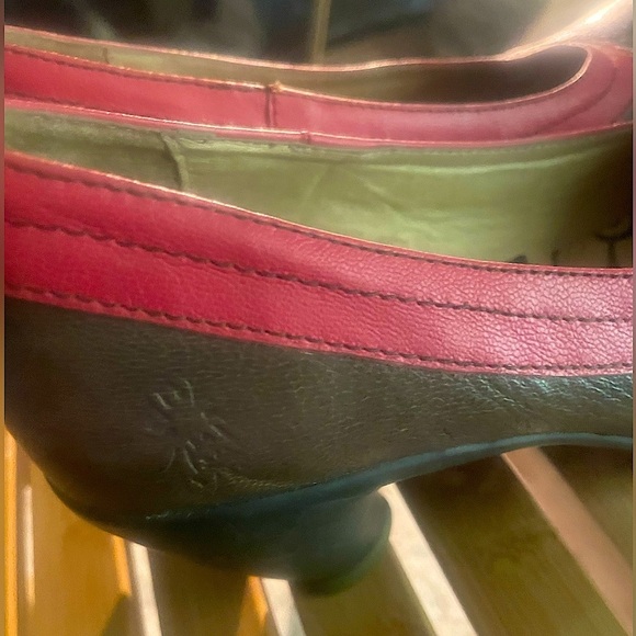 FLY London (Euro 38, US 7.5) Retro Women's Brown & Pink Cone Heel Leather Pumps - Picture 5 of 12